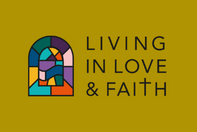 The Living in Love and Faith logo which includes words and a multi-coloured stained glass window